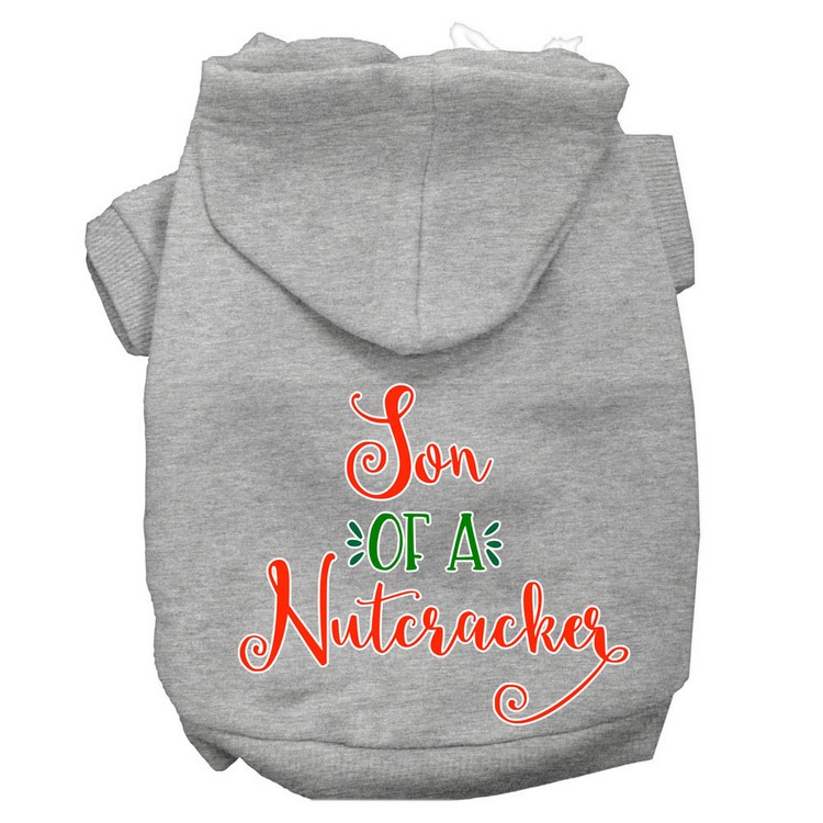 Son of a Nutcracker Screen Print Dog Hoodie Grey XS